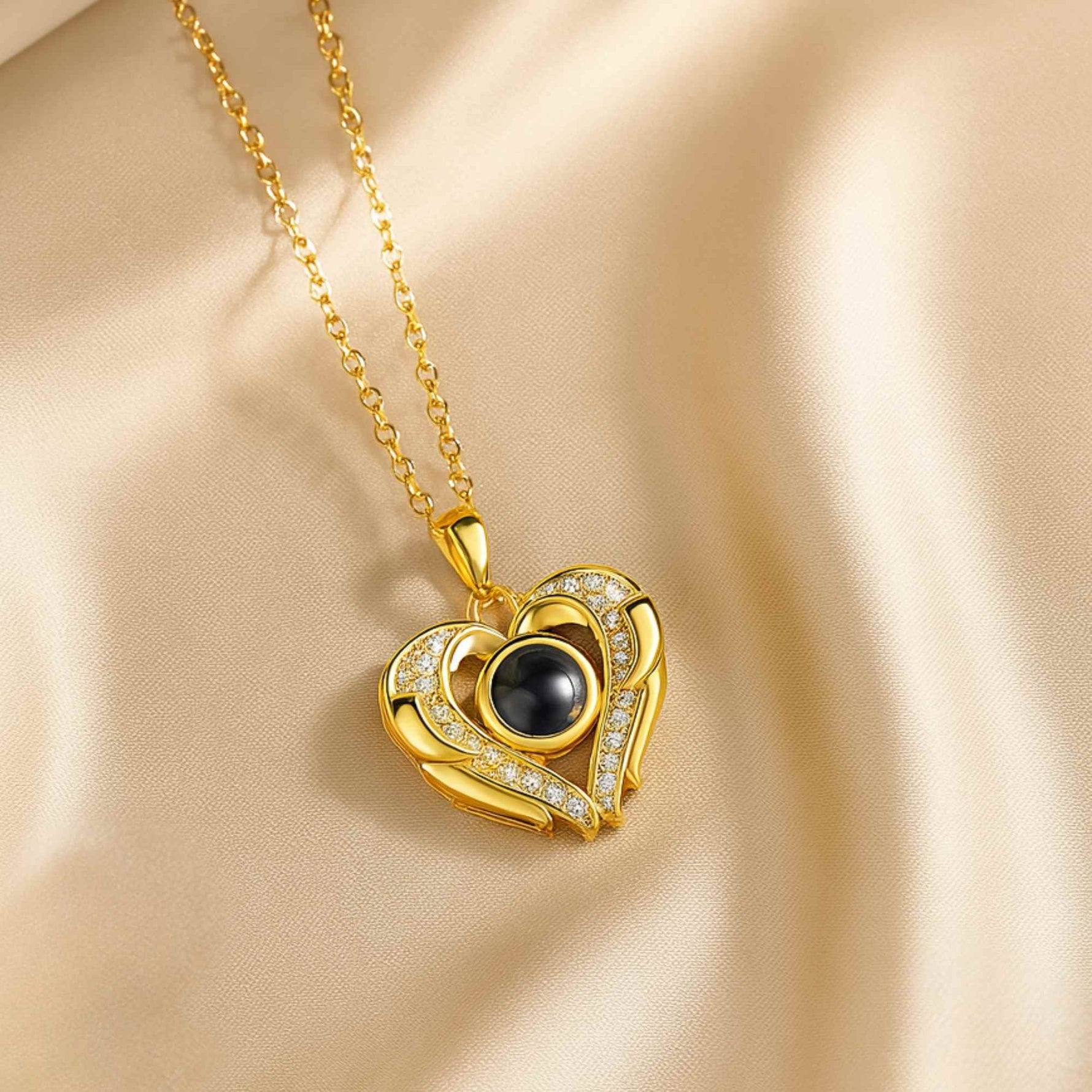 Open Heart Photo Projection Necklace