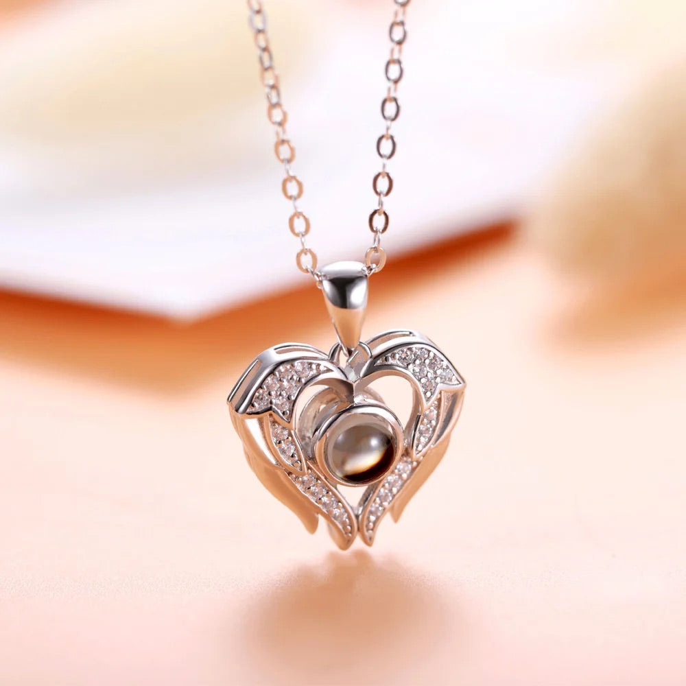 Open Heart Photo Projection Necklace