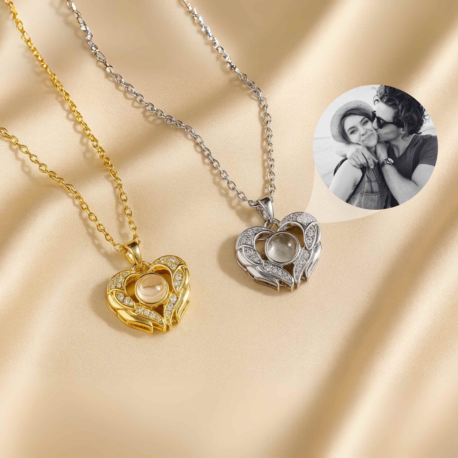 Open Heart Photo Projection Necklace