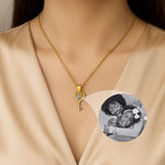 Golden Key Photo Projection Necklace