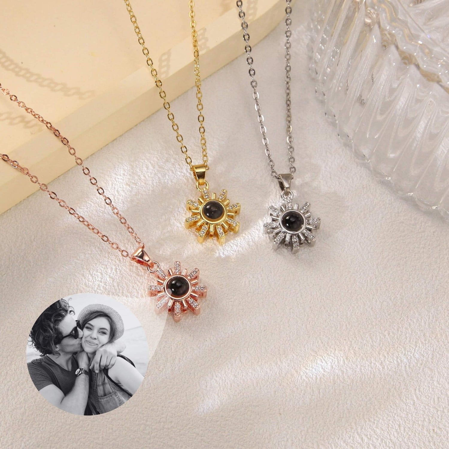 Sunburst Photo Projection Necklace