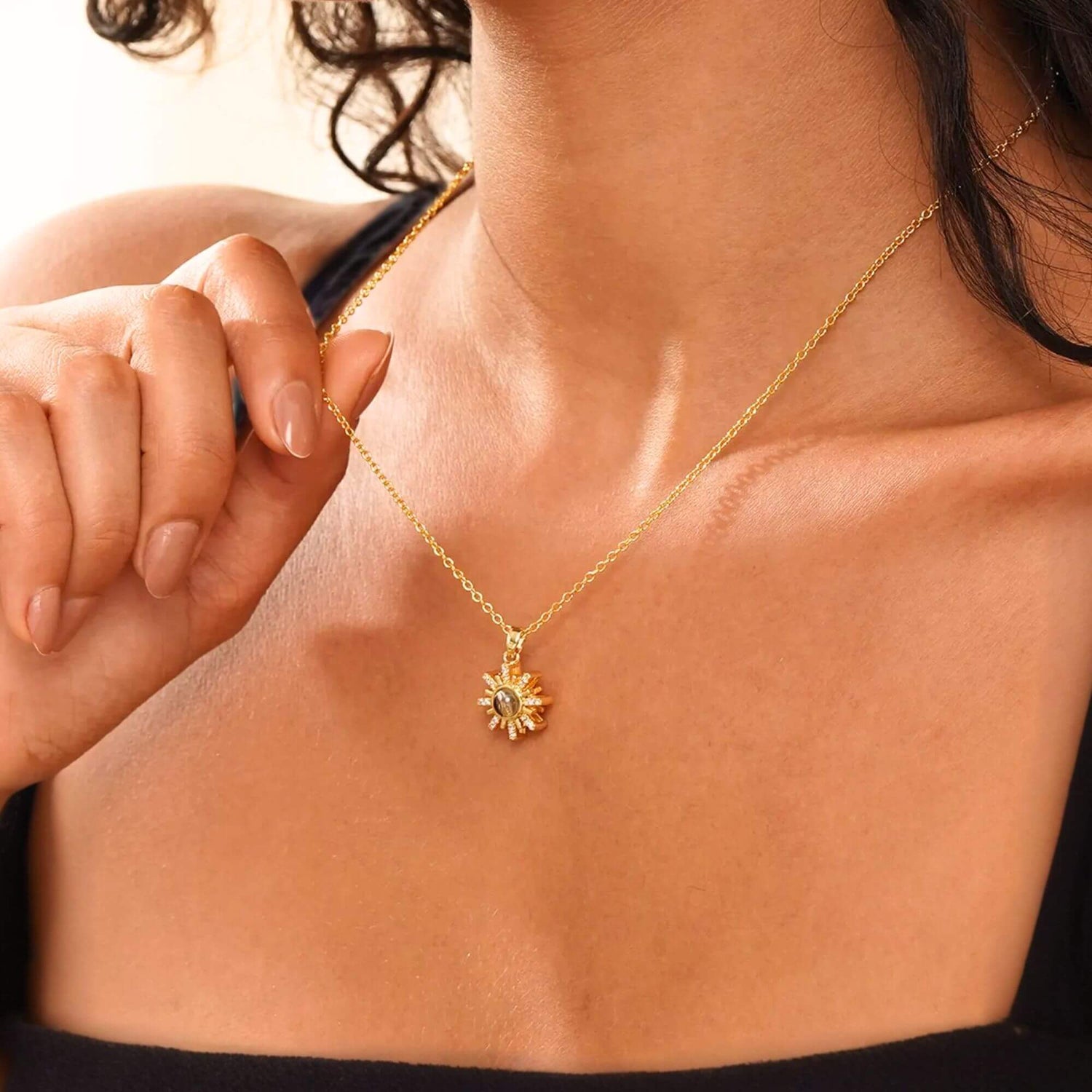 Sunburst Photo Projection Necklace