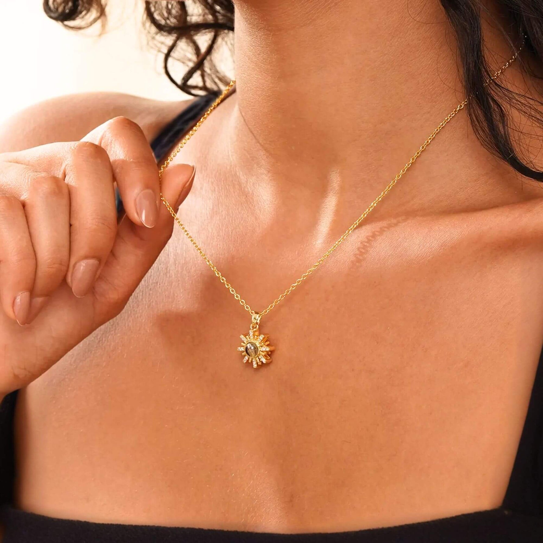 Sunburst Photo Projection Necklace