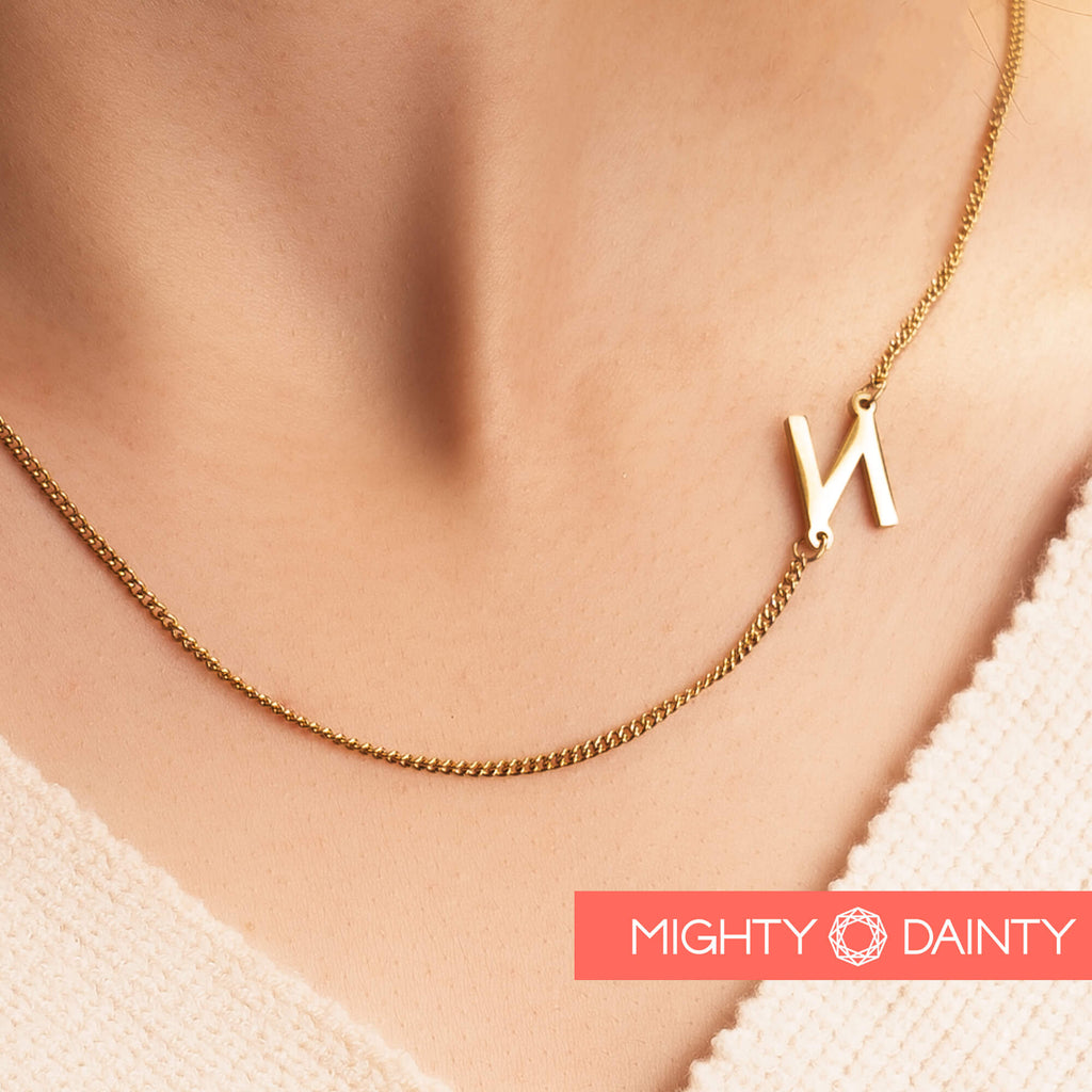 Sideways Letter Initial Necklace