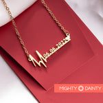 Heartbeat date necklace for her gold plated 