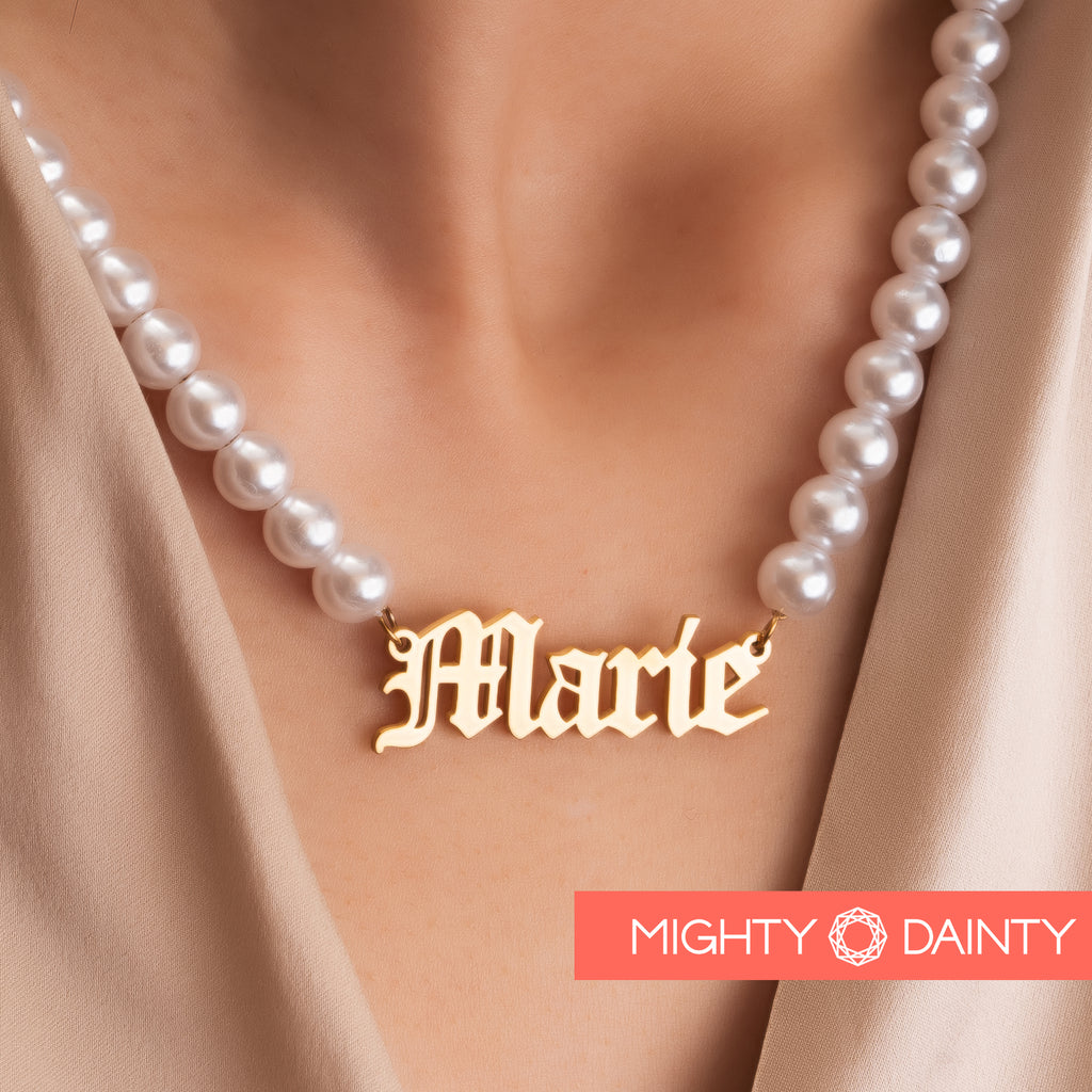 Gold plated old english font for her