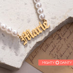 Gothic Pearl Name Necklace