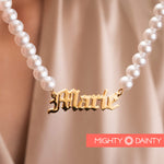 Gothic Pearl Name Necklace