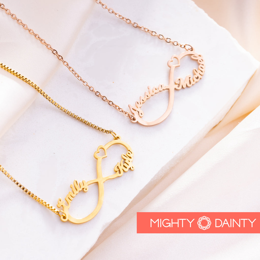 two name necklace. Infinity two name necklace 