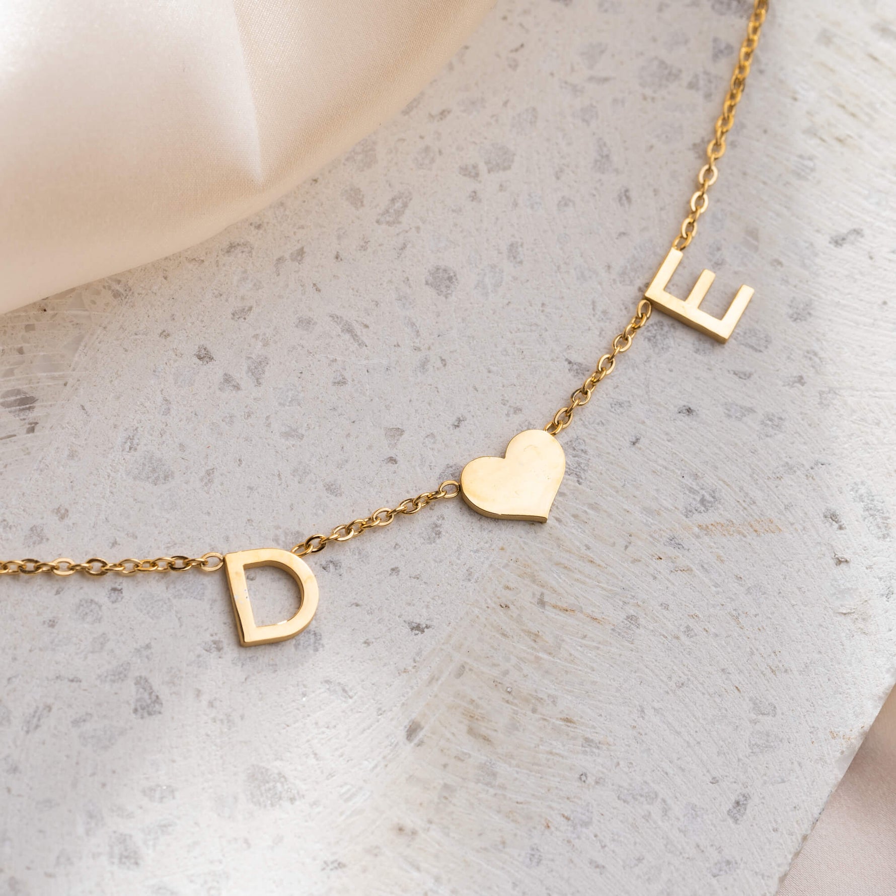 Tiny Heart Initial Necklace