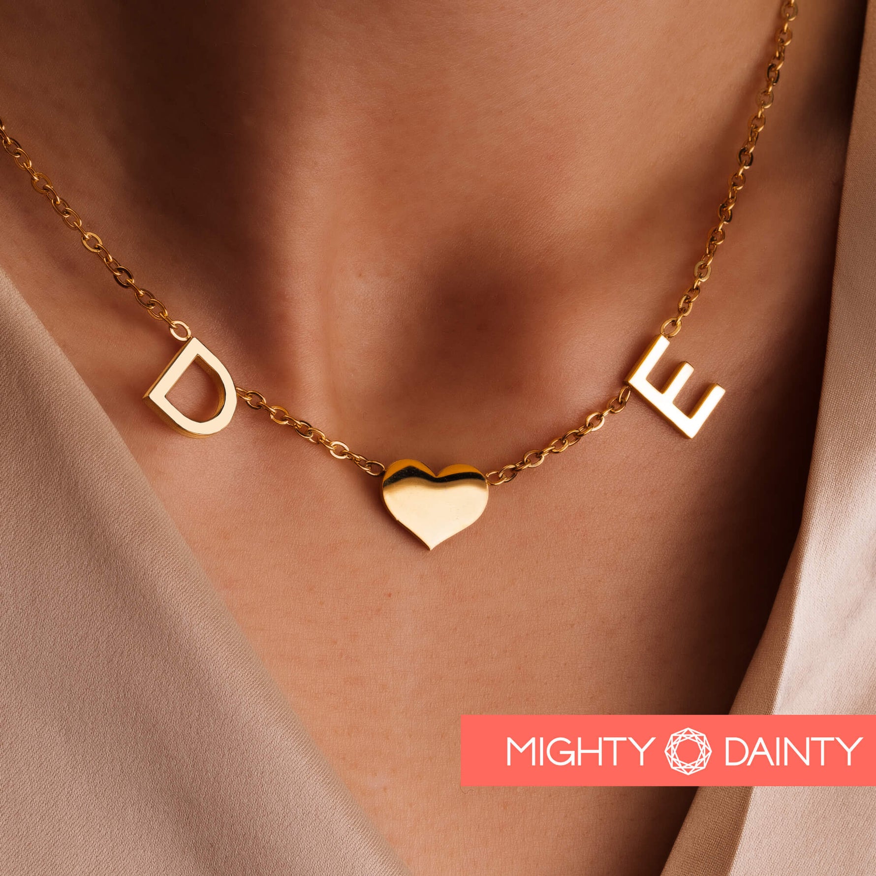 Tiny Heart Initial Necklace