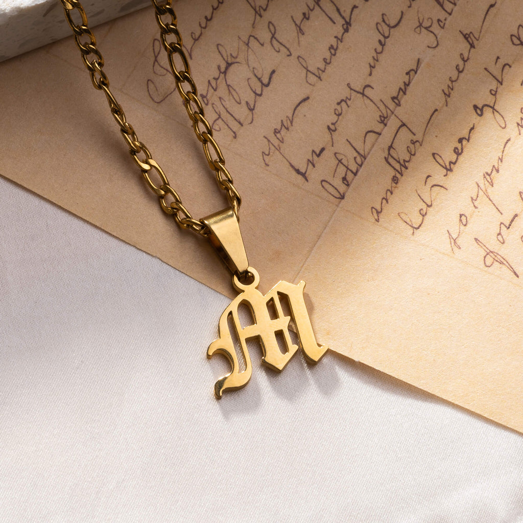 Old English Initial Necklace