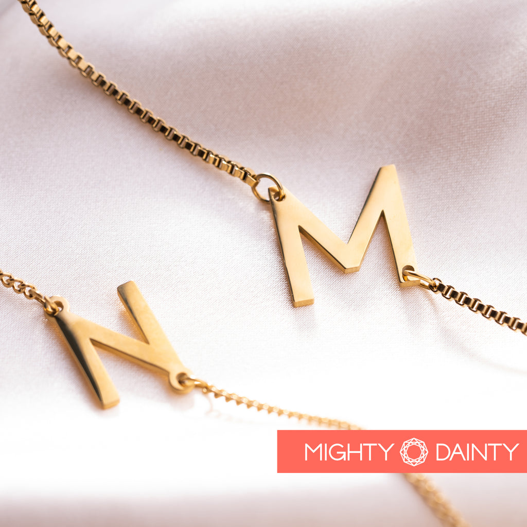 Mighty dainty personalized initials necklace for her 