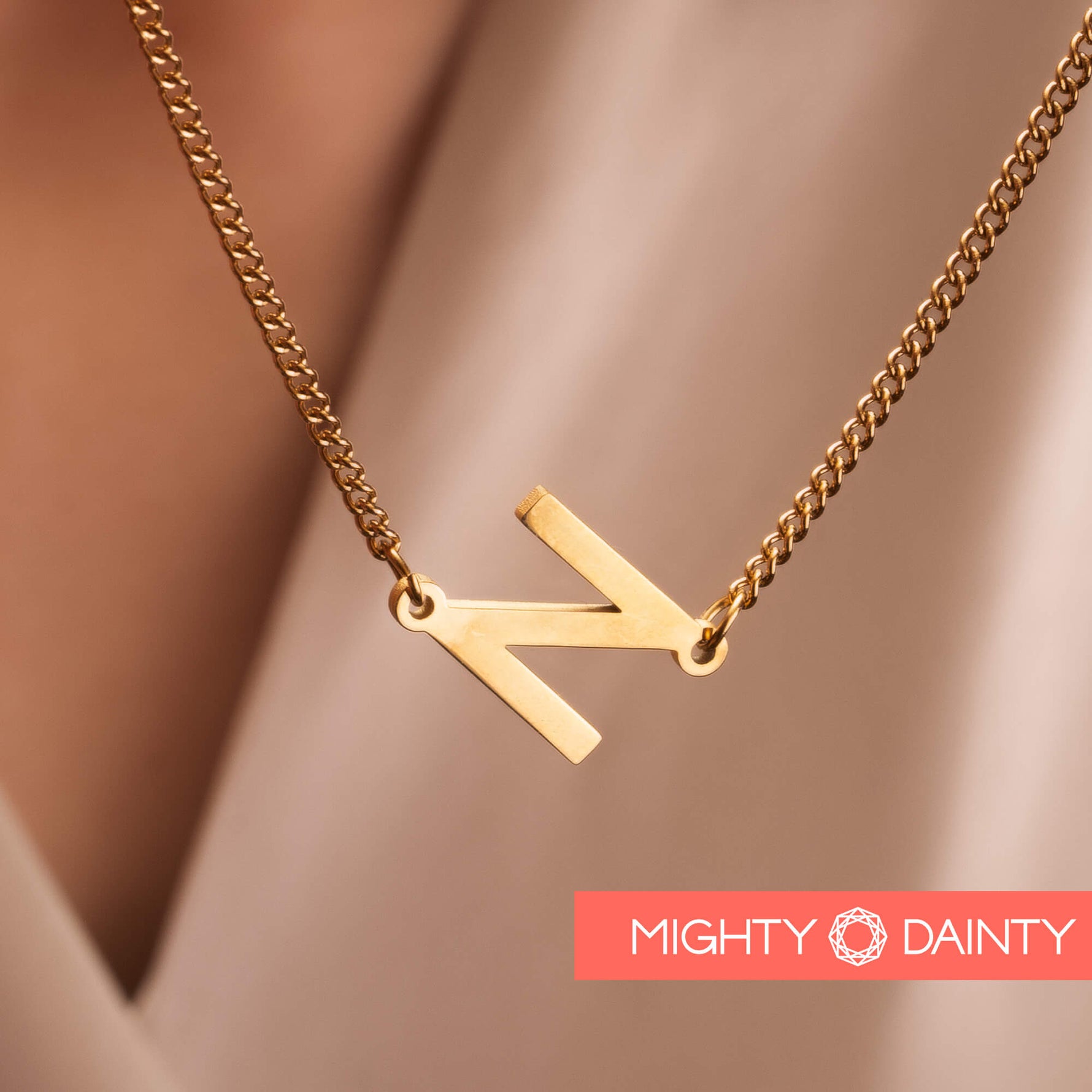 Sideways Letter Initial Necklace