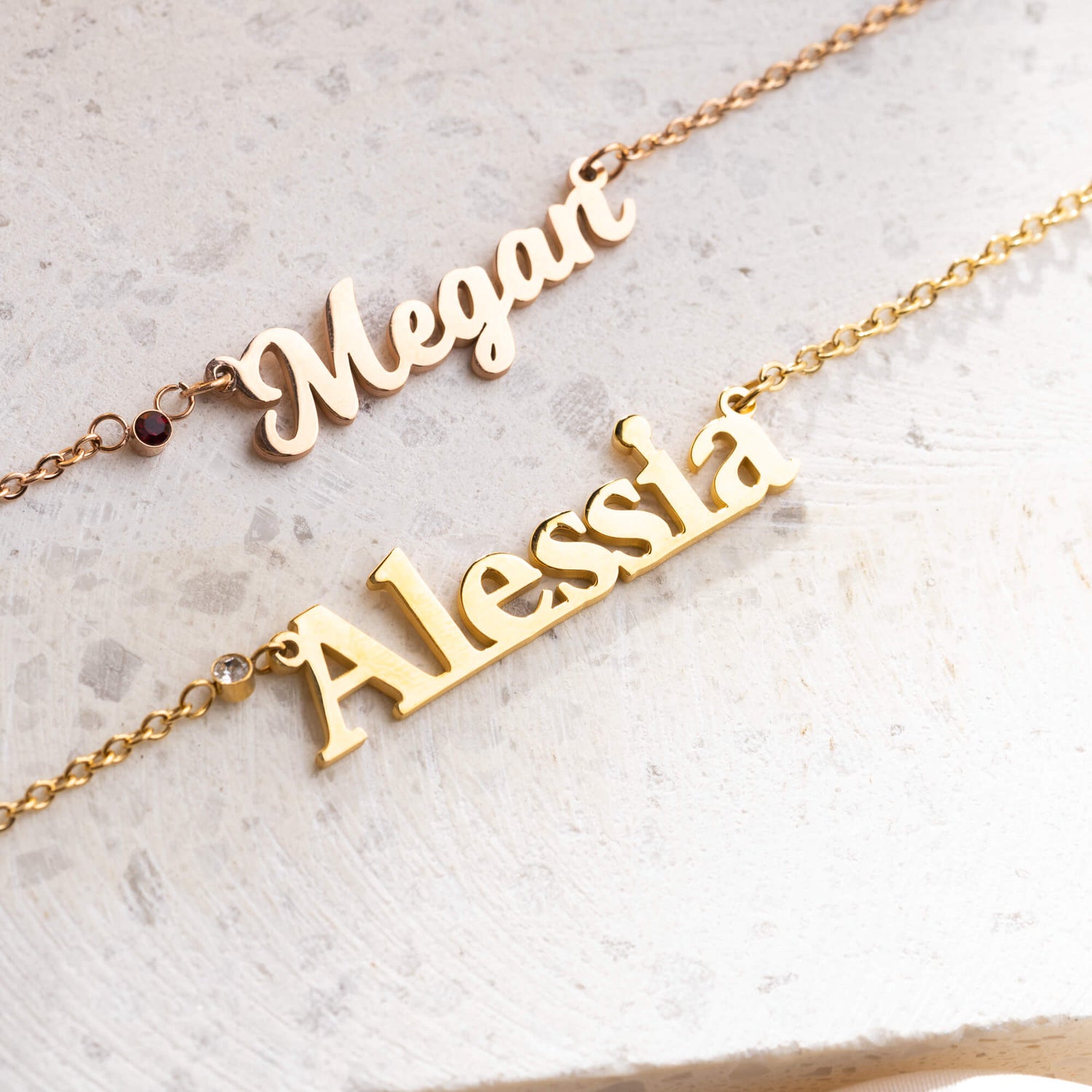 Birthstone Name Necklace