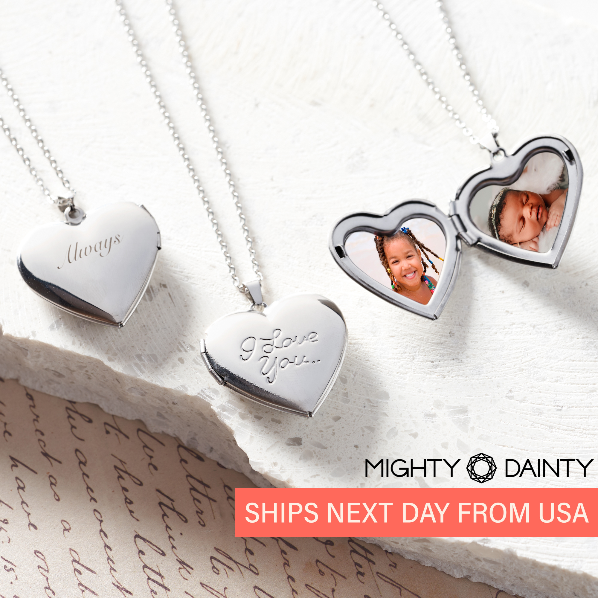 Engraved Personalized Photo Heart Locket Necklace