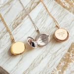Engraved Round Photo Locket Necklace