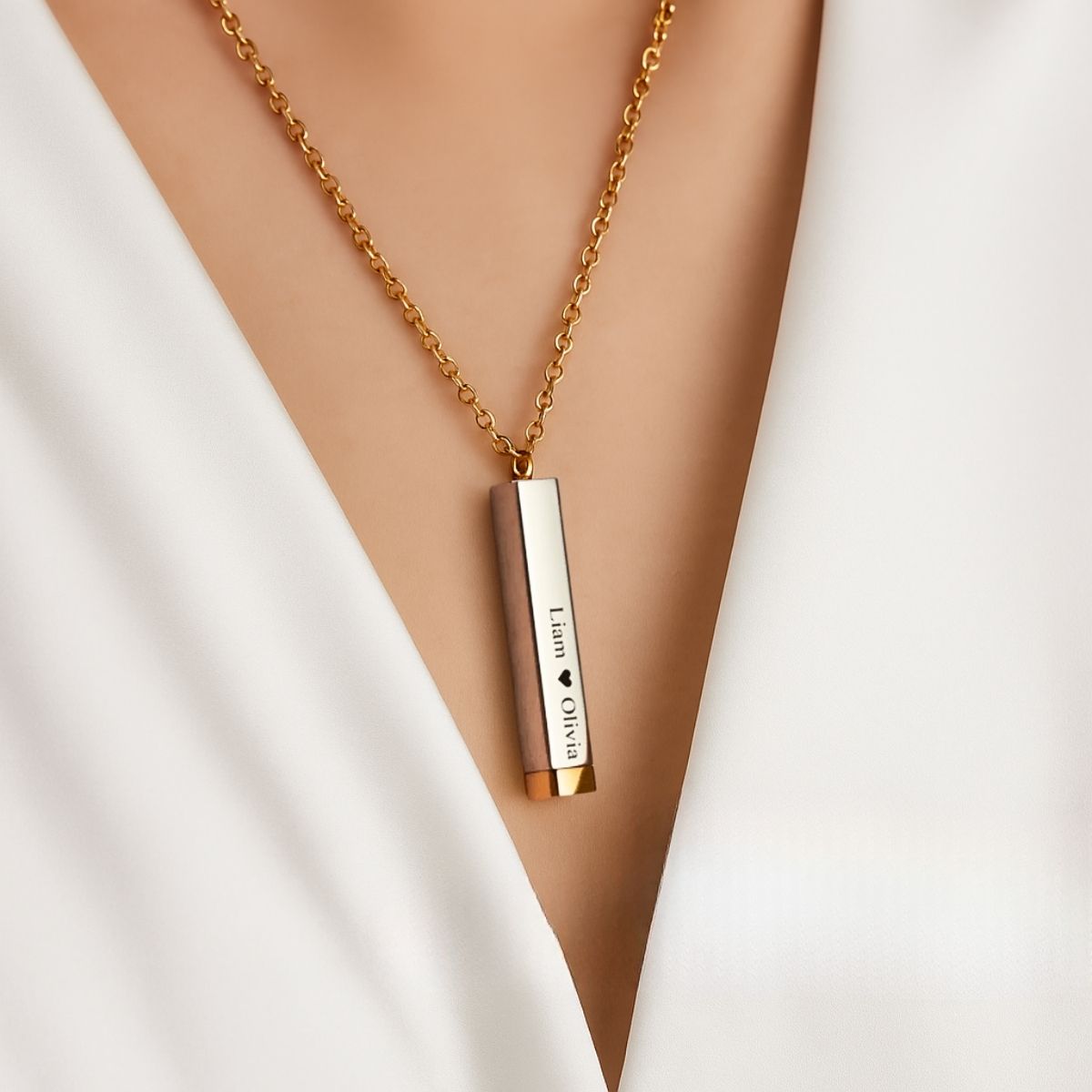 Bar Pendant with Secret Message Necklace