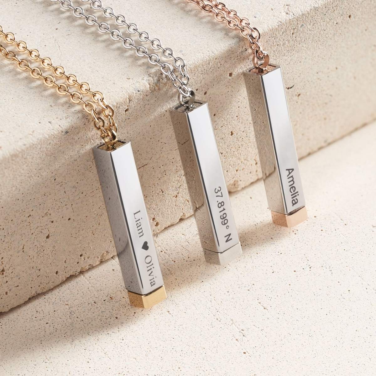 Bar Pendant with Secret Message Necklace