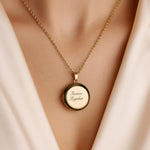 Engraved Round Photo Locket Necklace