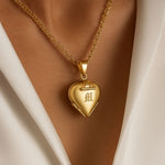 Gold Heart Initial Photo Necklace