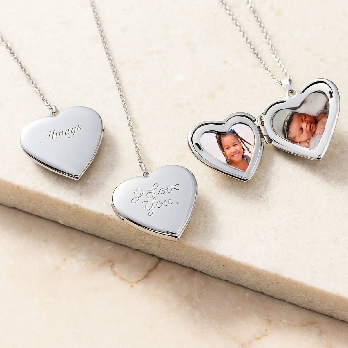 Engraved Personalized Photo Heart Locket Necklace