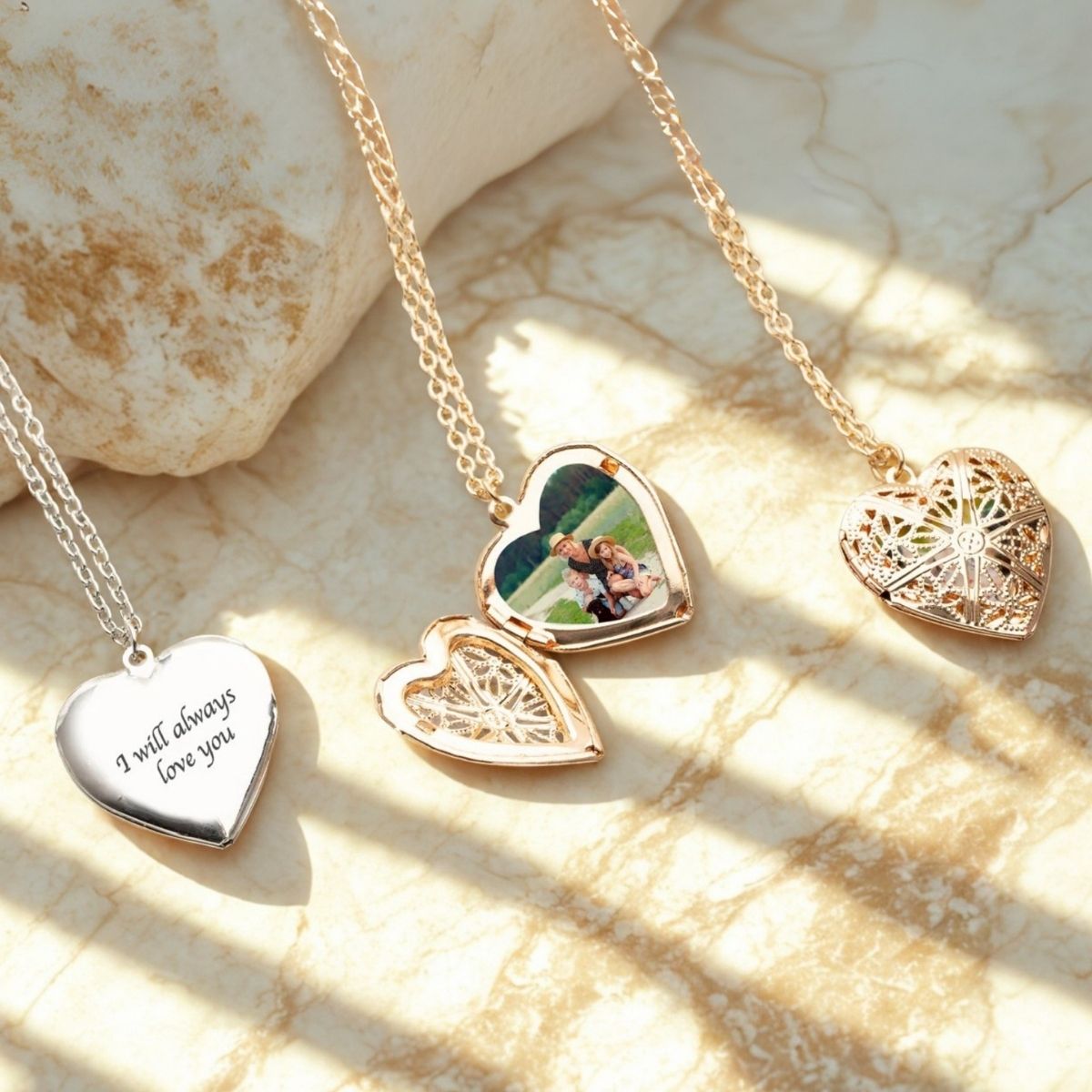 Image See Through Heart Locket Necklace