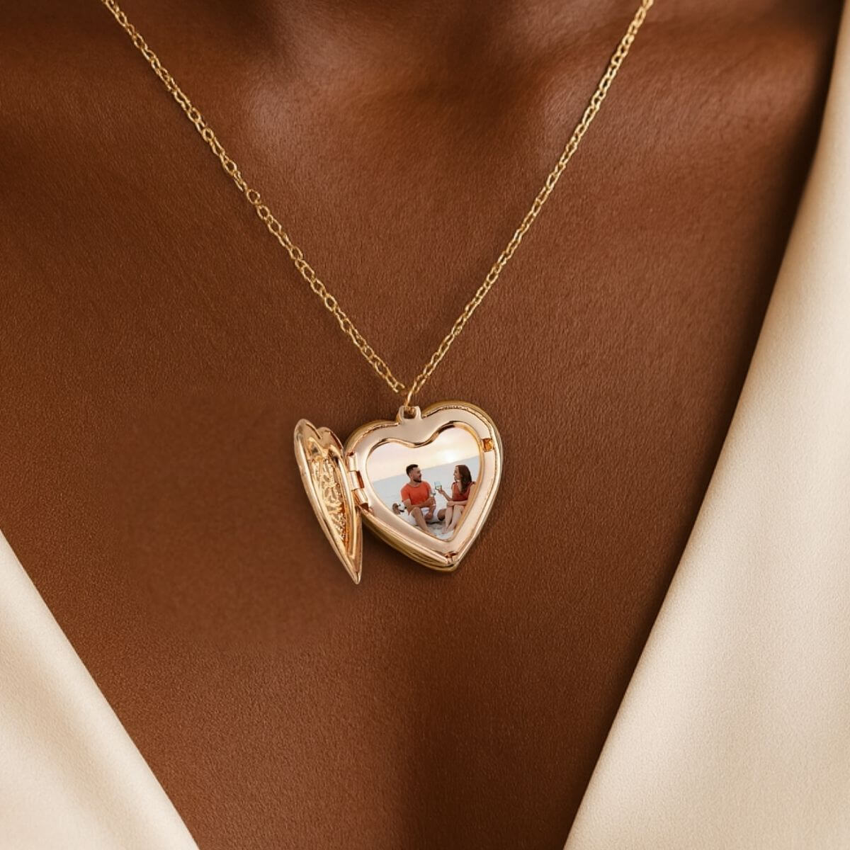 Initial Heart Photo Necklace