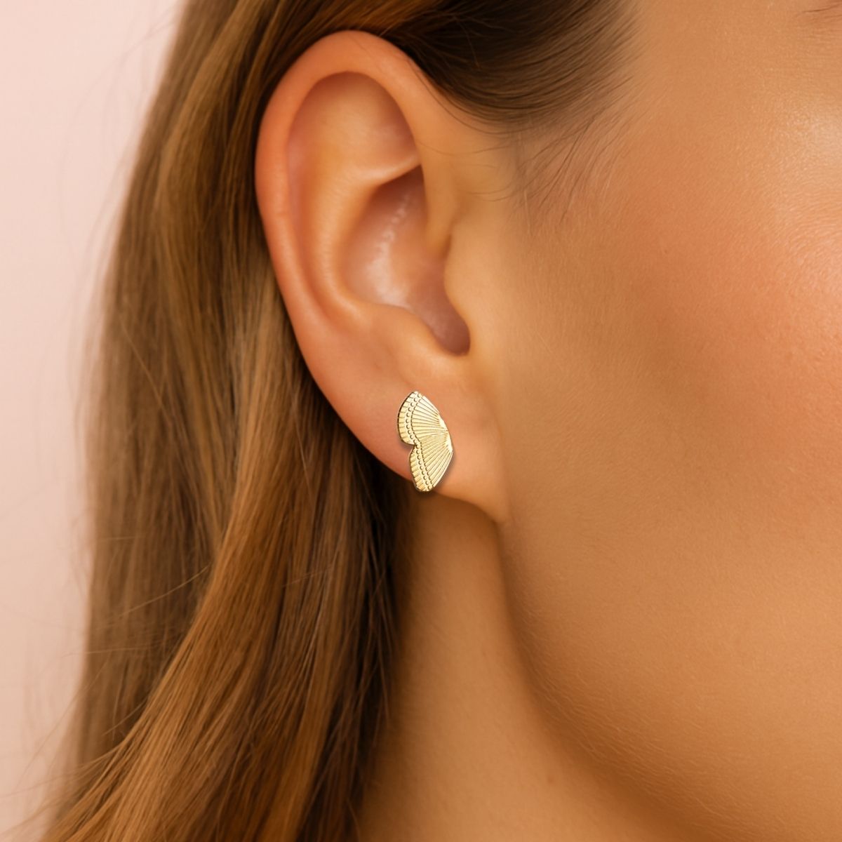 Gold Butterfly Wing Stud Earrings