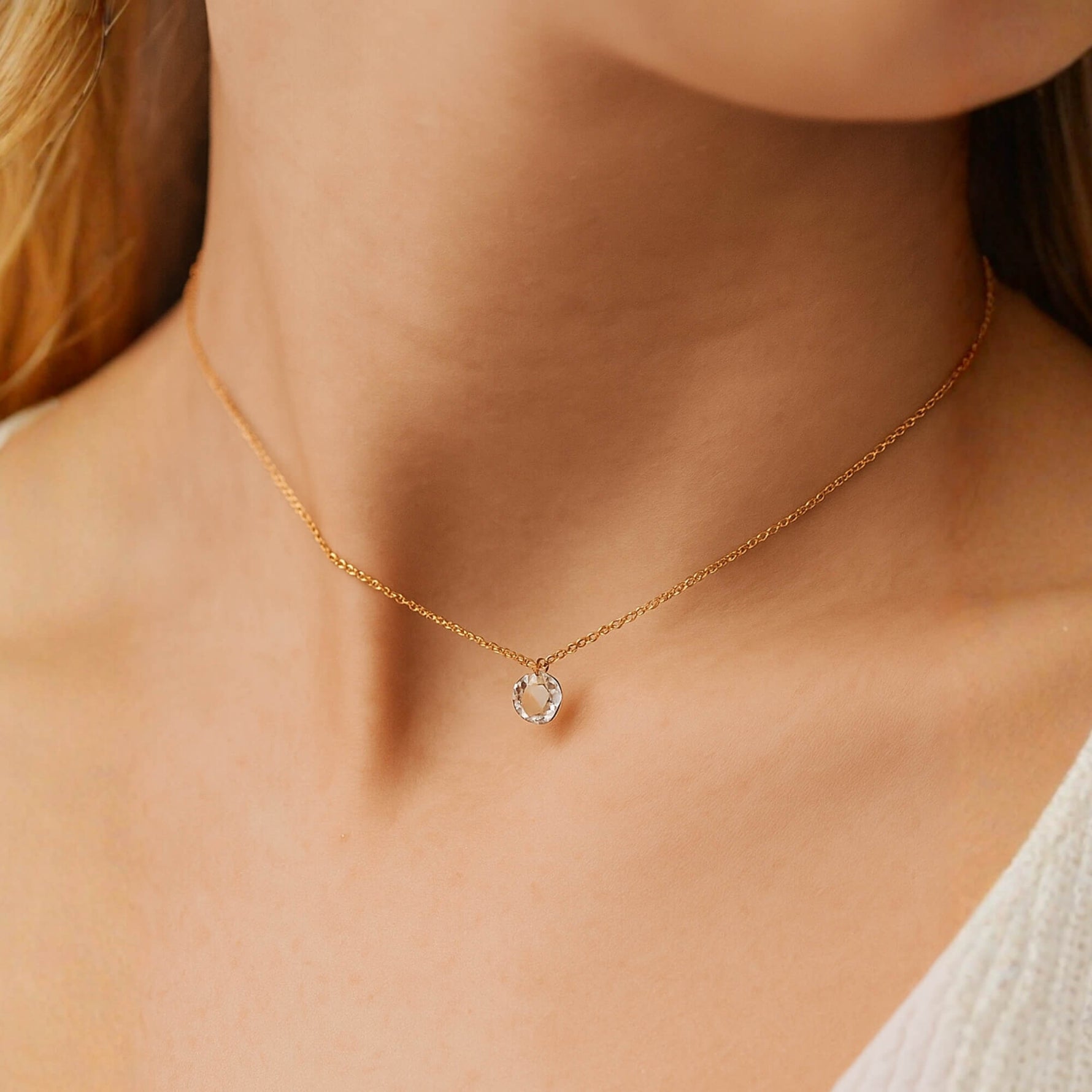 Gold Single Large Diamond Necklace