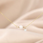 Gold Pearl and Diamond Necklace