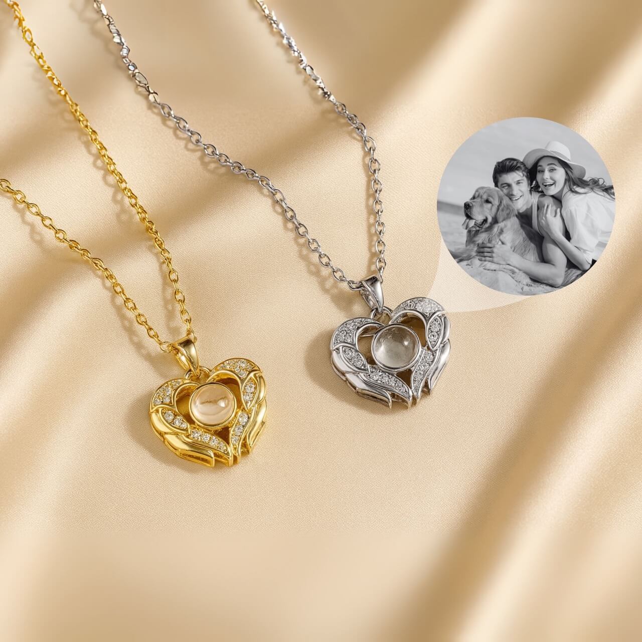 Open Heart Photo Projection Necklace