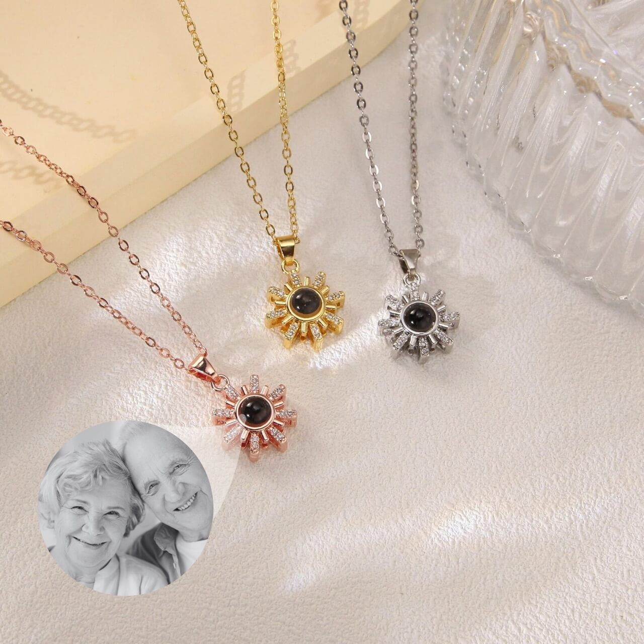 Sunburst Photo Projection Necklace