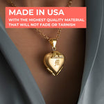 Gold Heart Initial Photo Necklace