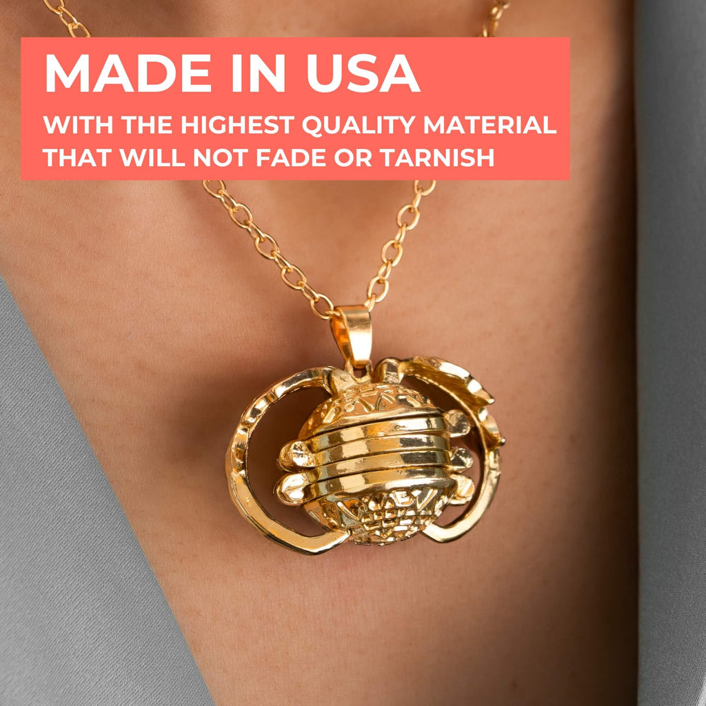 Four Gold Ball Locket Necklace