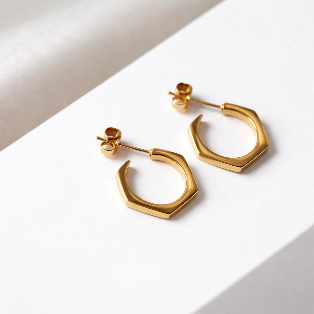 Hexogon Hoop Earrings