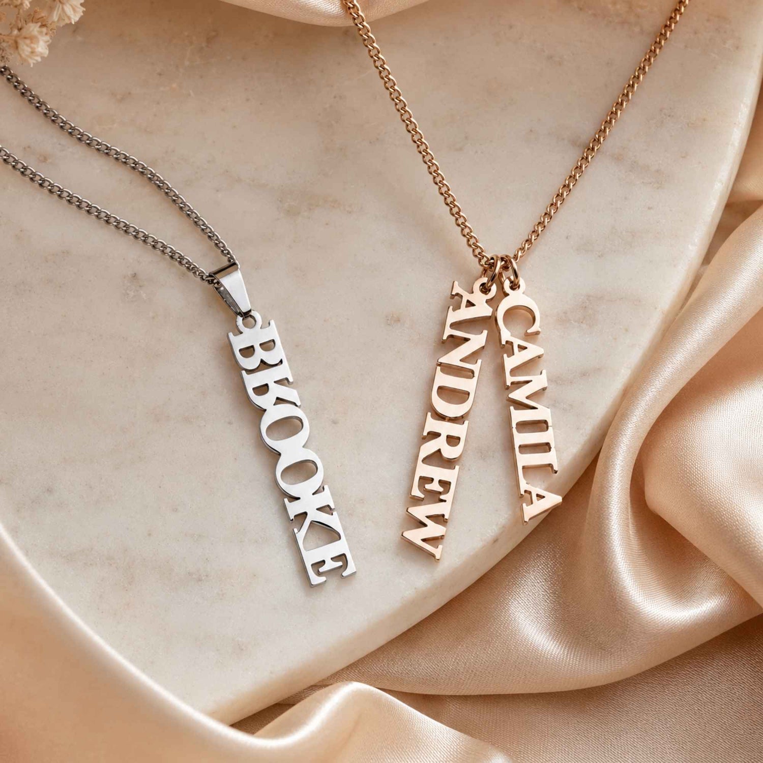 Vertical ID Name Necklace