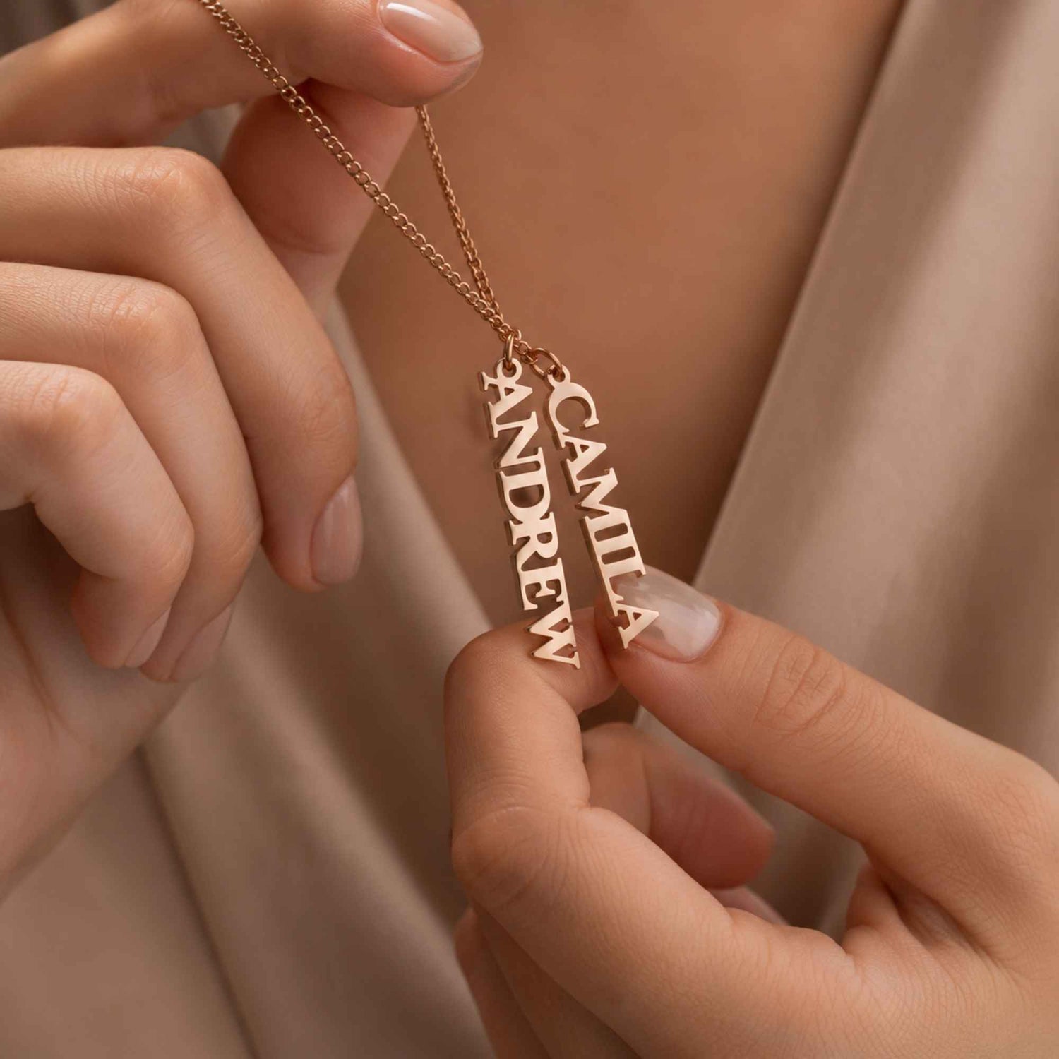 Vertical ID Name Necklace