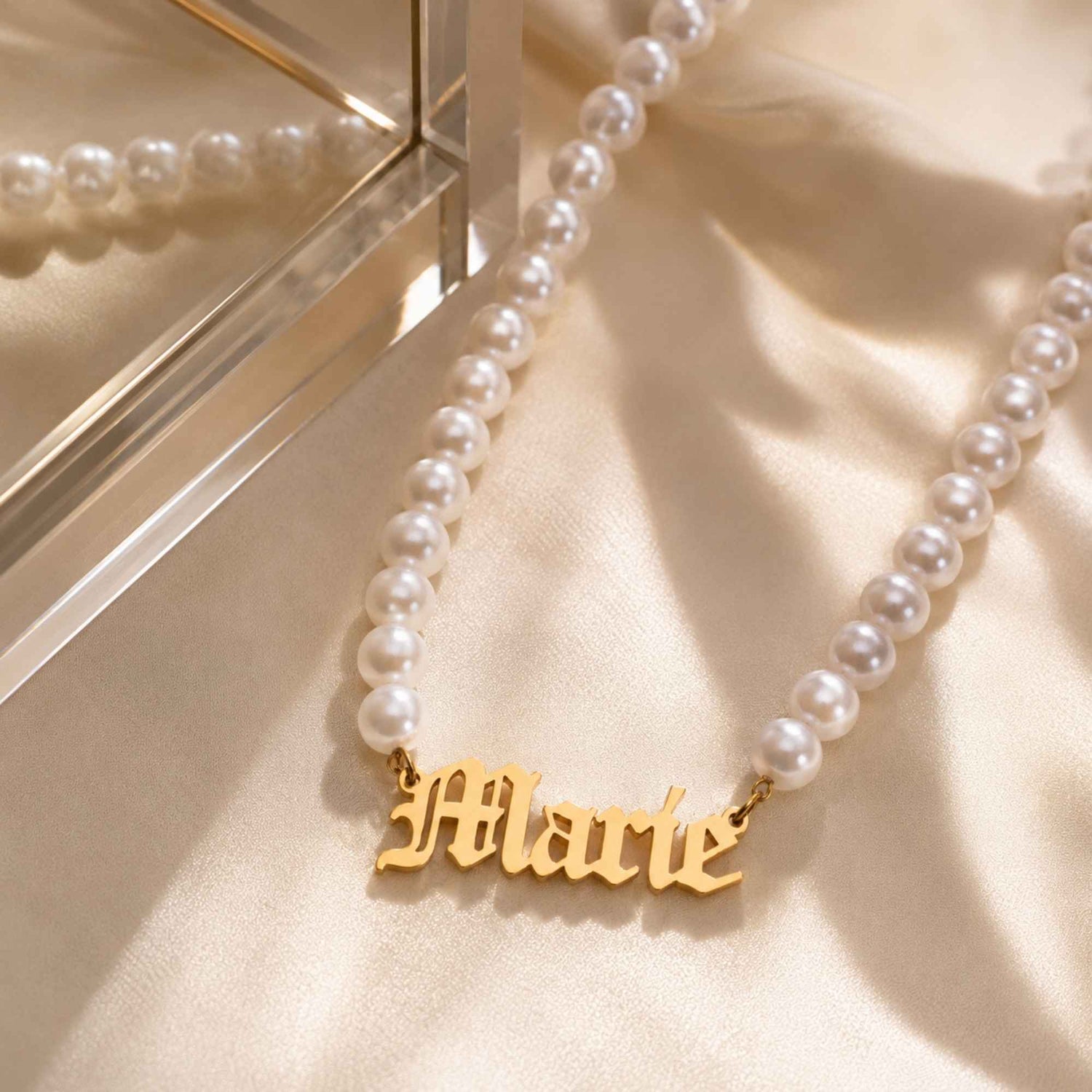 Gothic Pearl Name Necklace