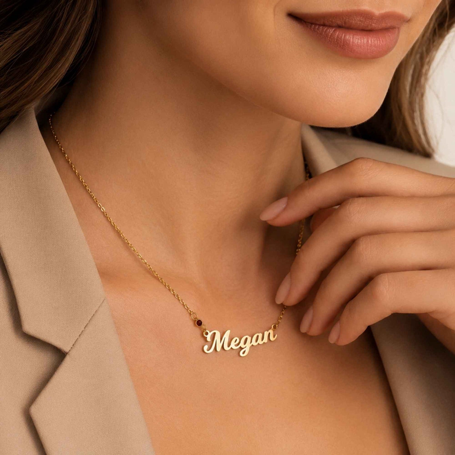 Birthstone Name Necklace