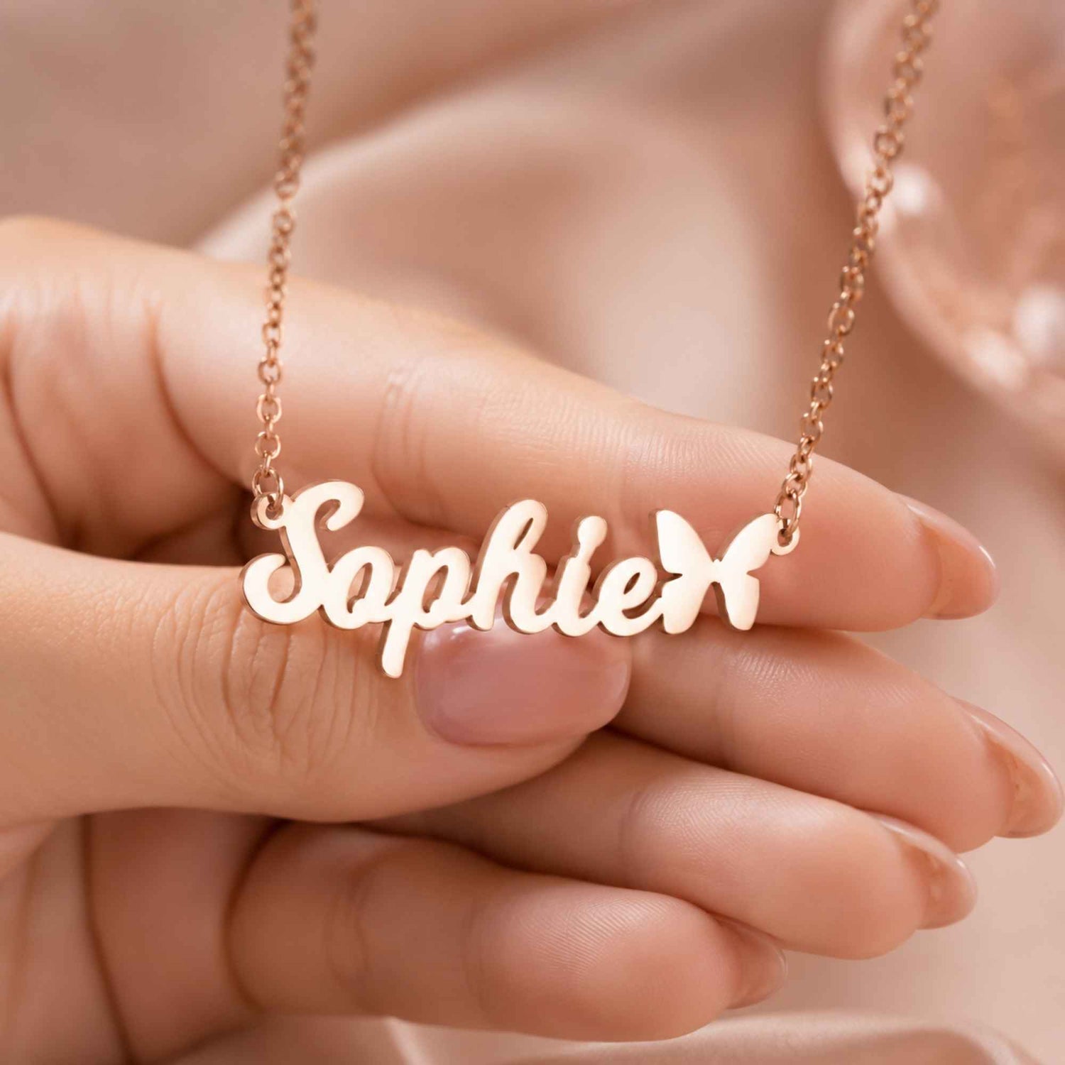 Gold Charm Name Necklace