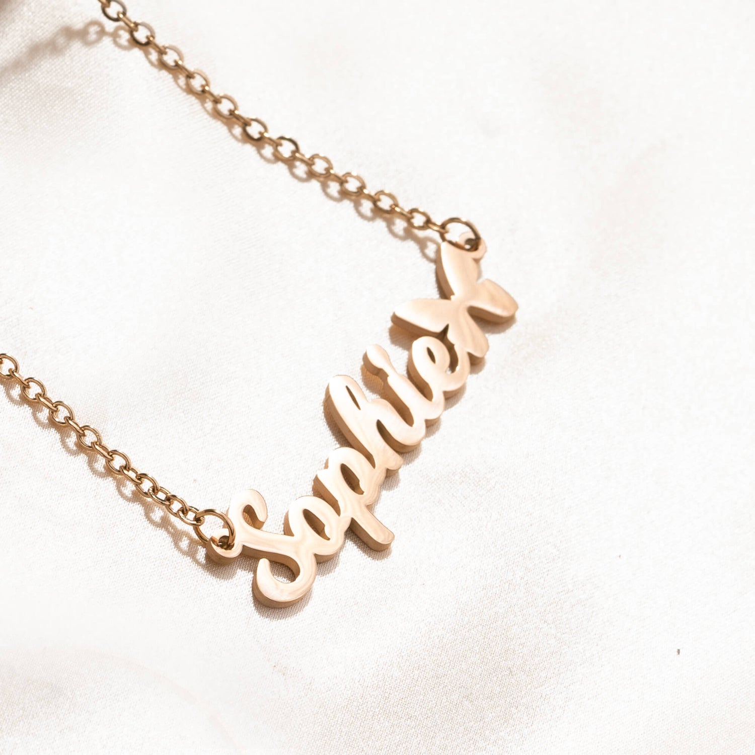 Gold Charm Name Necklace