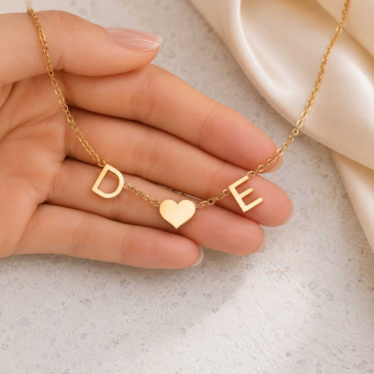Tiny Heart Initial Necklace