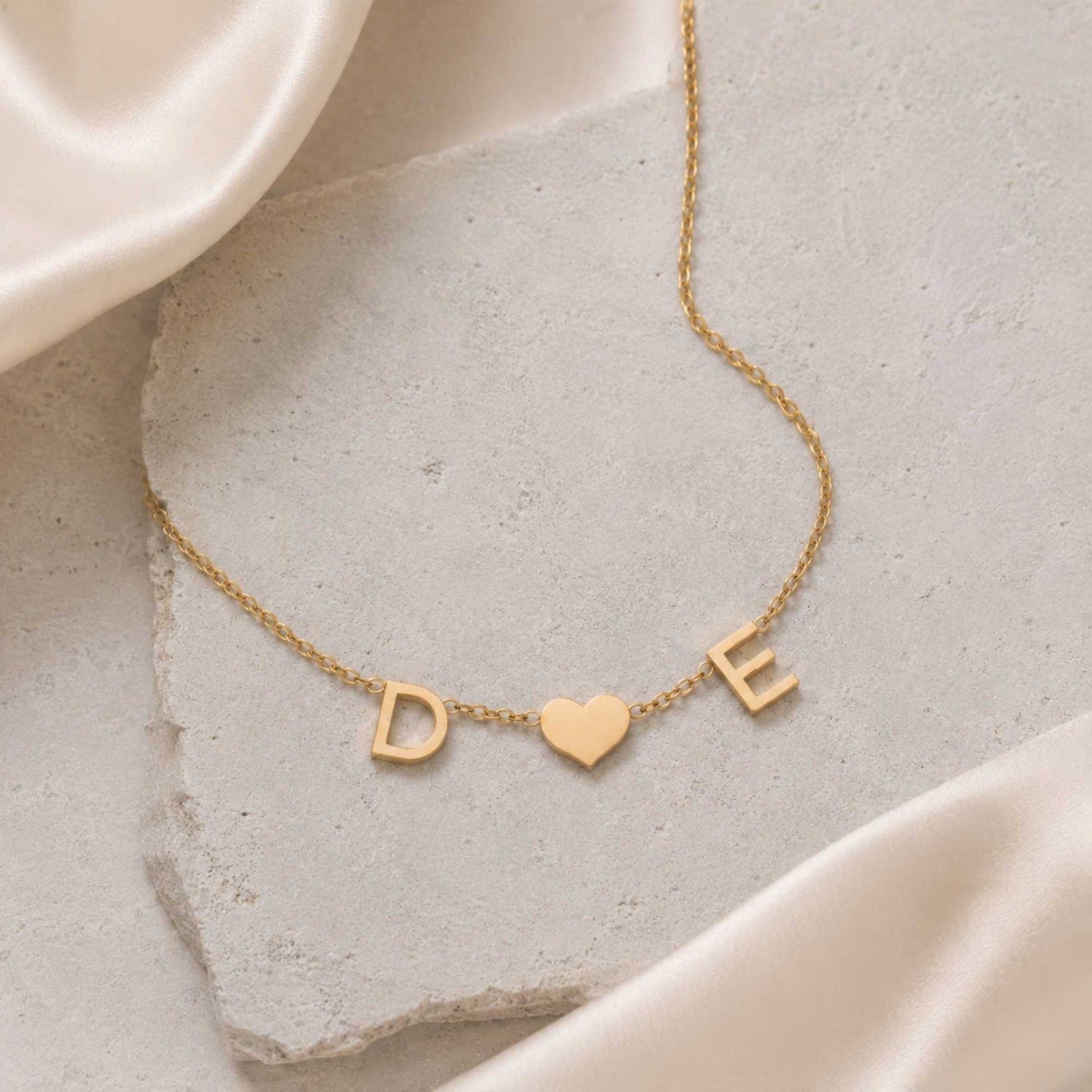 Tiny Heart Initial Necklace