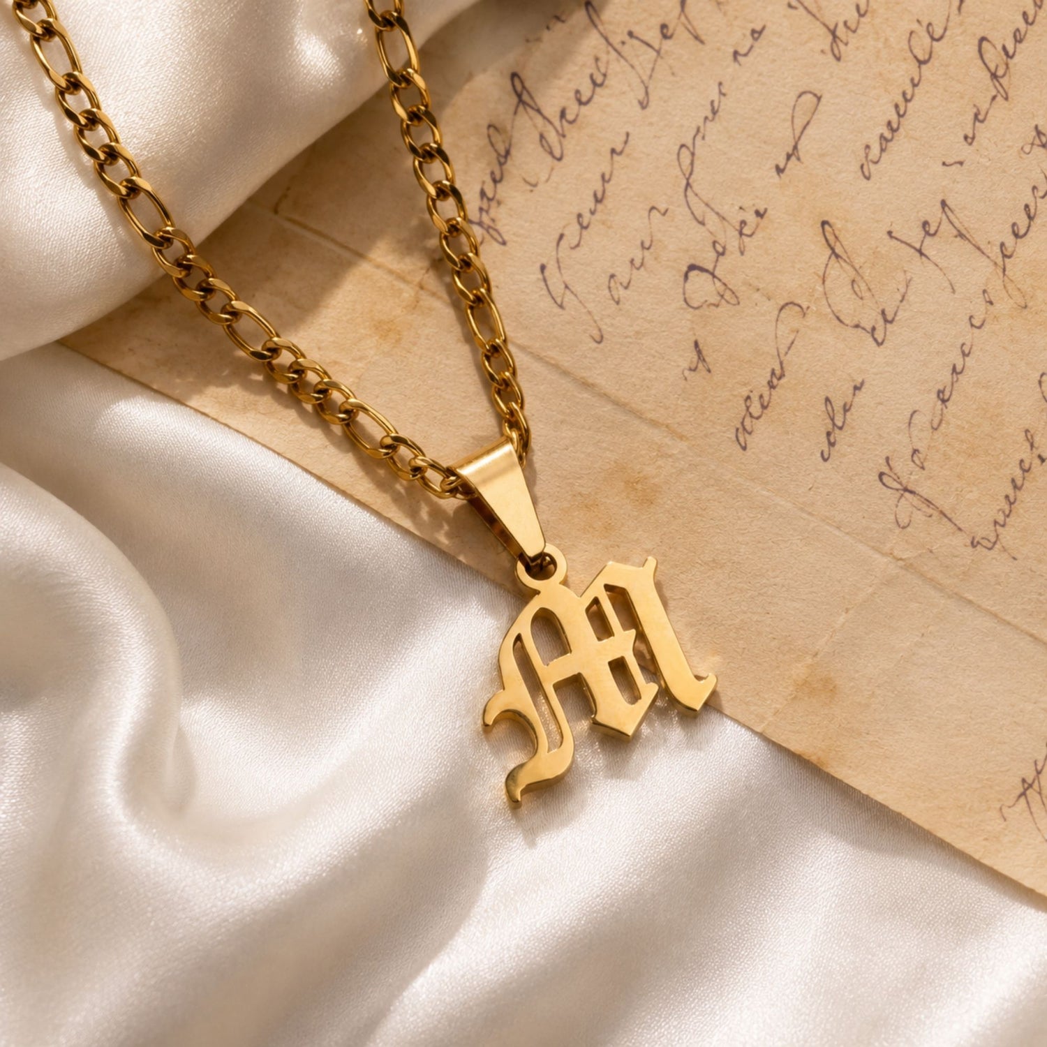 Old English Initial Necklace