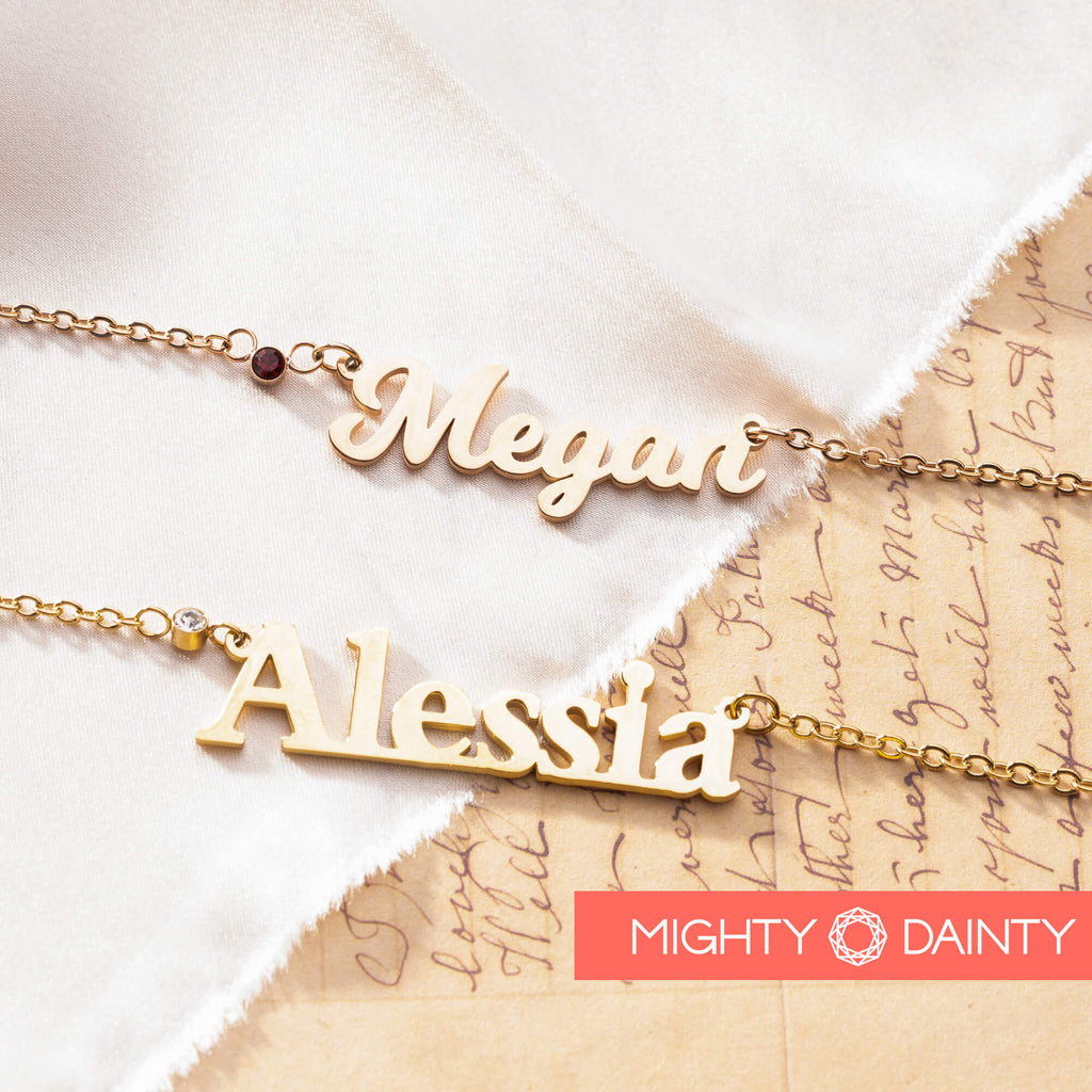 Birthstone Name Necklace