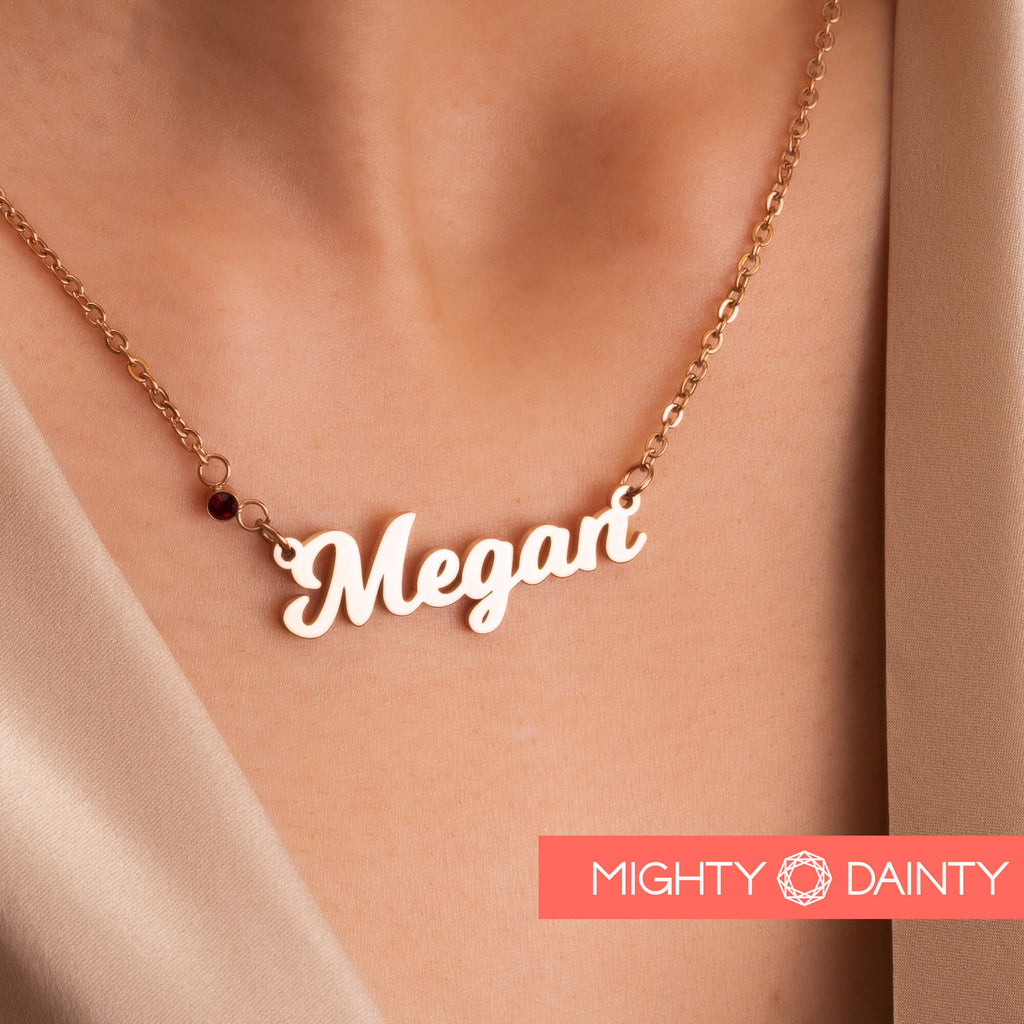 Birthstone Name Necklace