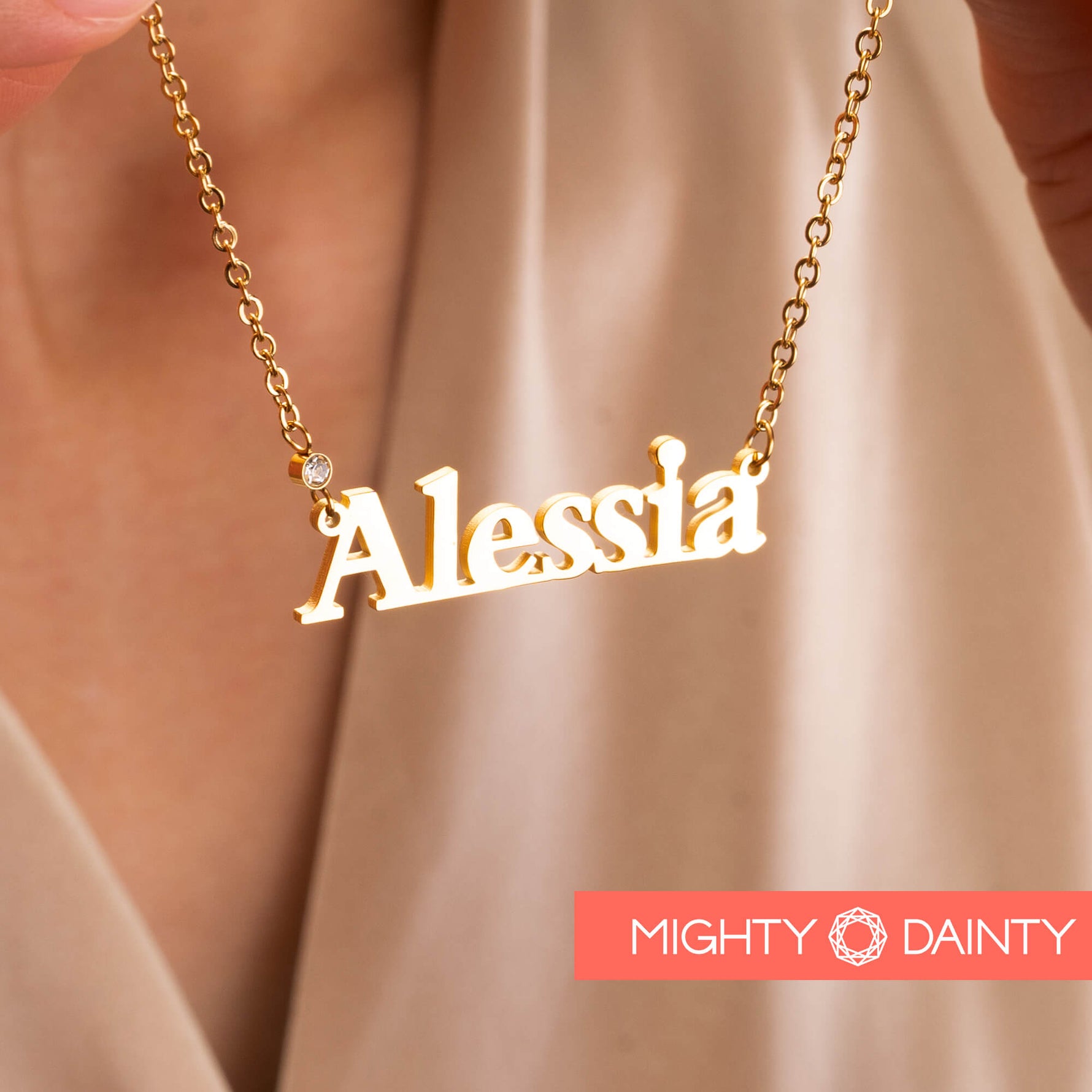 Birthstone Name Necklace