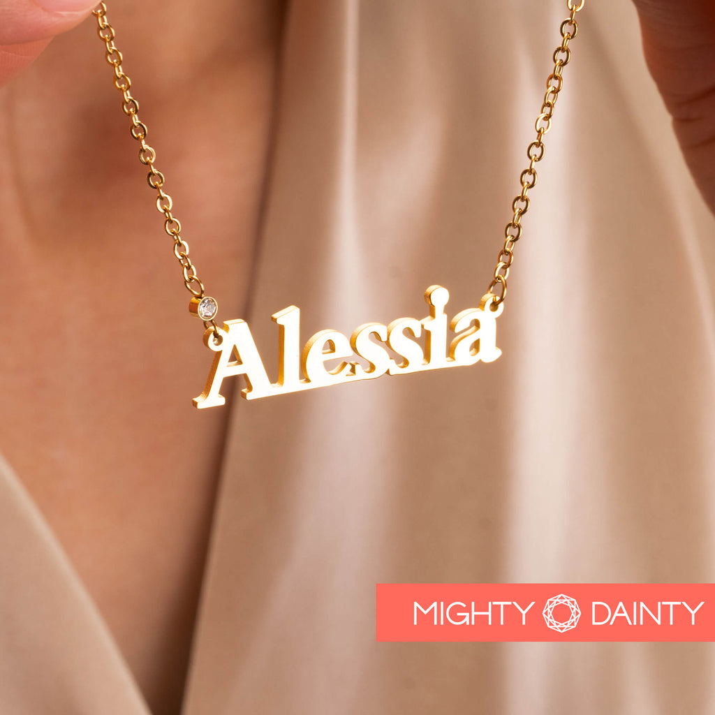 Birthstone Name Necklace