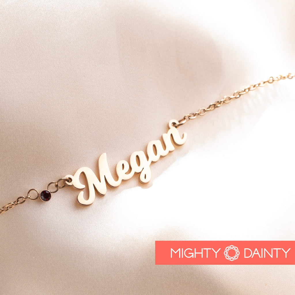 Birthstone Name Necklace